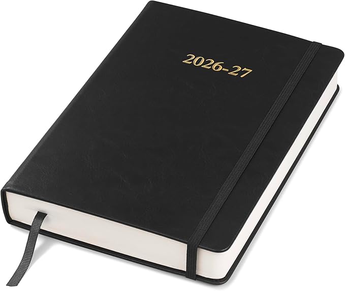 Wykeham's Executive 2026-27 Daily Journal Planner – Customization Available – Mid-Year Academic Diary (Black, 8.5"×5.5")