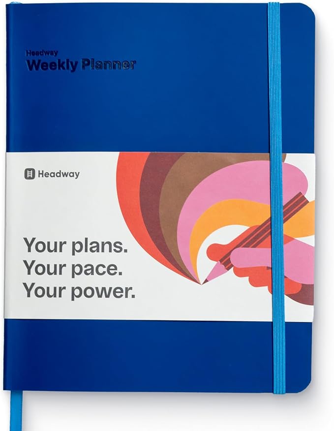Headway 2026 Planner, 3-Month Leather Soft Cover Calendar Planner for Women, 8.2" x 6.5", Agenda & To-Do List Book with Bookmark, Undated Daily & Weekly Pages, Organizer for School Home Office, Blue