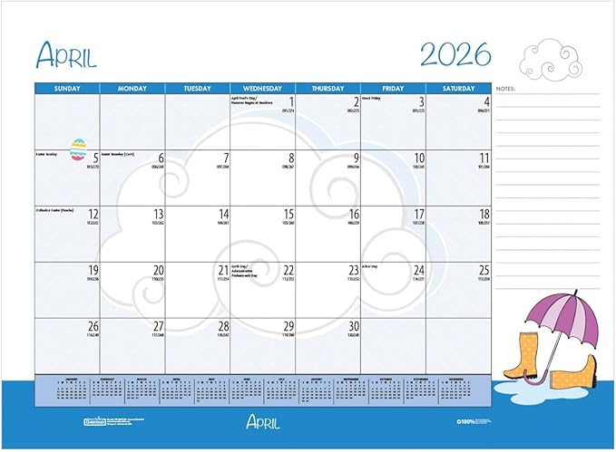 2025-2026 House of Doolittle Seasonal/Holiday 22" x 17" Academic Monthly Desk Pad Calendar (1395-26)