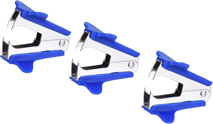 MECCANIXITY Staple Remover Tools, Staplers Puller Steel Jaw for Office Home Desktop Supply Accessory, Blue Pack of 3