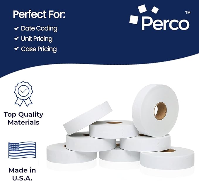 Perco Removable Adhesives White Labels for Monarch 1131 Price Gun - 1 Sleeve, 20,000 Price Gun Labels