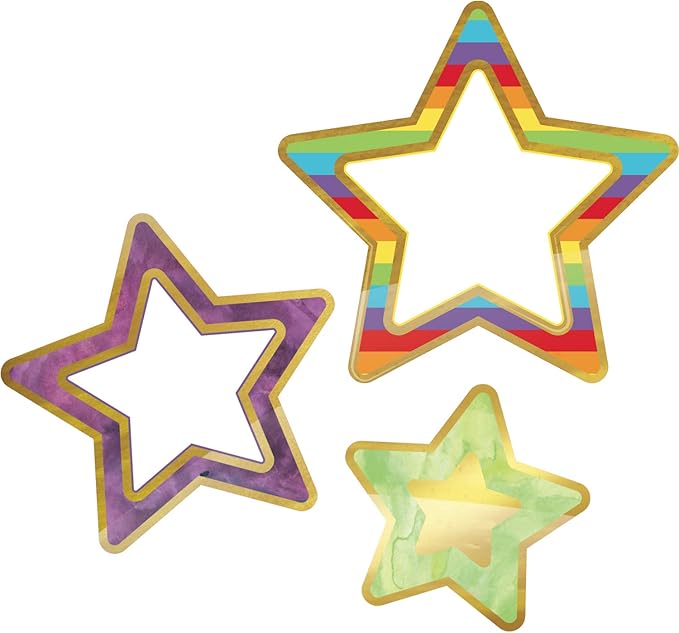 Carson Dellosa – Rainbow and Foil Stars Colorful Cut-Outs, Classroom Décor, 39 Pieces