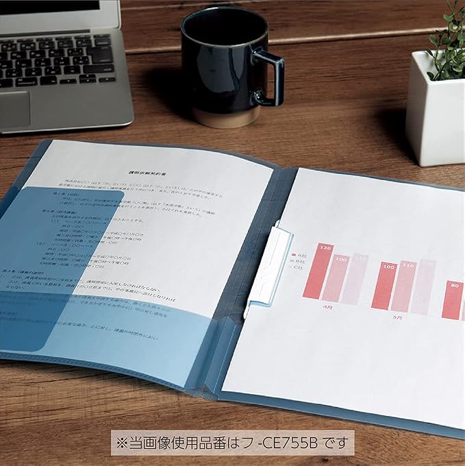 Kokuyo Portfolio Folder with Pockets Folder for Paper Organization, Heavy Duty Pocket Fits US Letter & A4，Dual-Purpose Clip & Pocket Design (FU-CE755M)