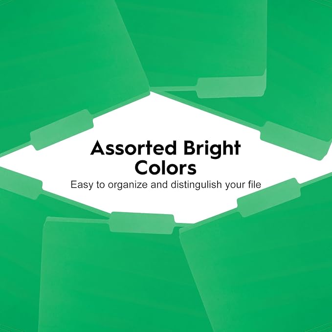 100-Pack Color File Folders, 1/3 Cut Tab, Letter Size Manilla Folder for School/Office/Classroom, Green
