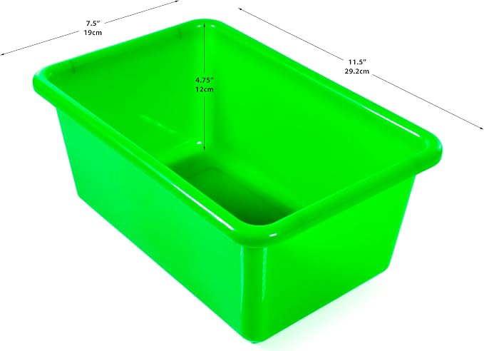 Small Cubby Bins 12 Piece Pack for Office Storage Kids Classroom or Toy Home Organizing Cube Bin with Plastic Container Self Adhesive Labels (11.6 x 7.7 x 4.9 Inch