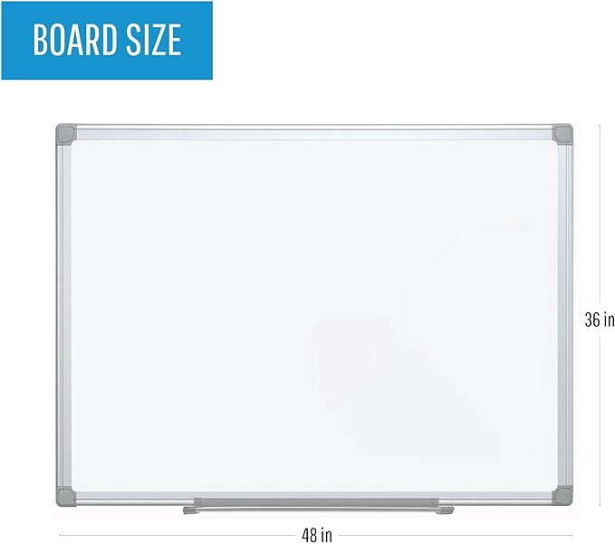 MasterVision® Earth Gold Ultra Magnetic Dry-Erase Whiteboard, 48" x 36", 45% Recycled, Aluminum Frame with Silver Finish