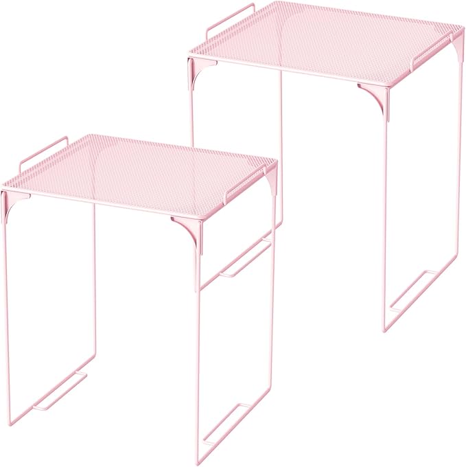 Svartur Shelf Pack, 2, Metal, Contemporary, Pink, Stackable, Space Saving, for School Locker Organizing