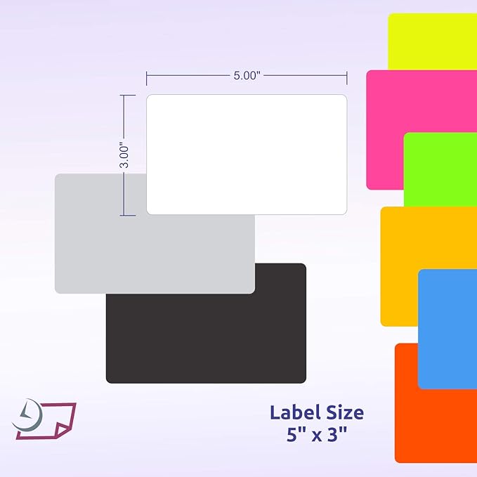 NextDayLabels 500 Rectangle Stickers (3" x 5") - Color Coding Labels Roll - Moving Labels for Boxes, Colored Inventory Stickers for Packing, Organizing, and Storage (Gray)