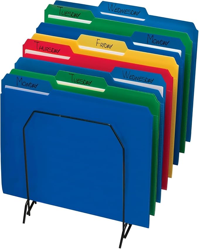 Smead Poly File Folder, 1/3-Cut Tab Letter Size, Assorted Primary Colors, 48 per Pack (10505)