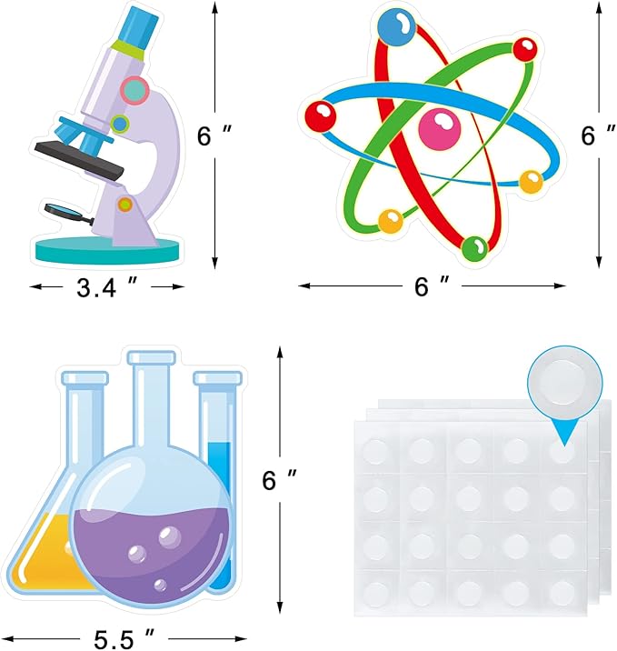 45 Pcs Science Cutouts Science Lab Accents Scientific Cut-Outs for Party Classroom Scientist Bulletin Board Craft Home Office Wall Decoration