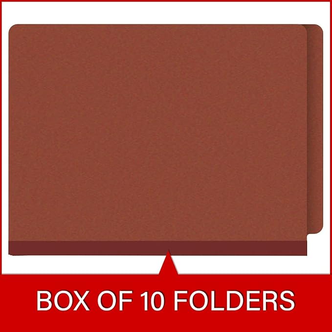 25 Pt. Pressboard Classification Folders, Full Cut End Tab, Letter Size, No Dividers, Brick Red (Box of 25)