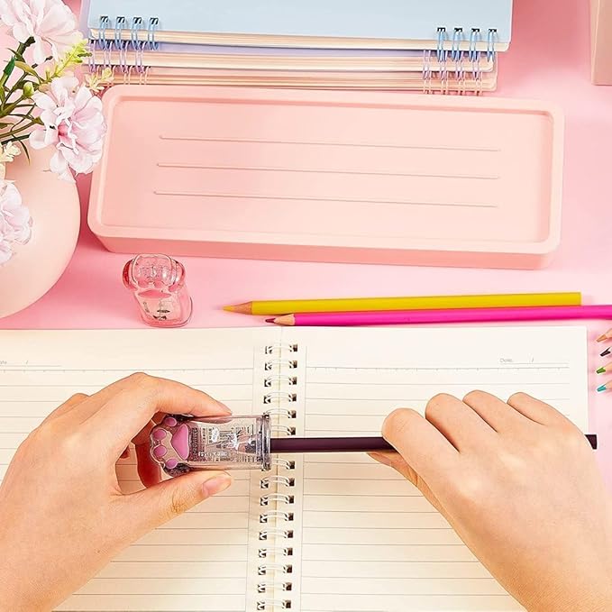 4Pcs Pink and Grey Manual Pencils Sharpeners Cat Claw Pencil Sharpener Stationery with Lid for Office Home Supplies Pencil Sharpeners,Writing and Correction Supplies