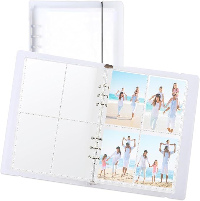 50 Piece 6 Ring A5 Binder Inserts, Kpop Photocard Binder, Trading Card Sleeves Pages Baseball, 2.5"x3.7" Standard Size Cards Photocard Game Sport Card Gifts for Collectors Lovers