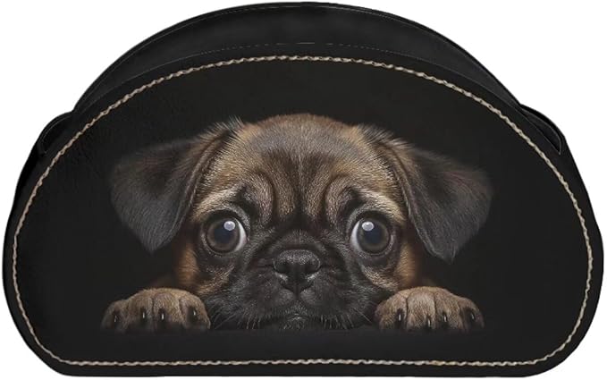 Forchrinse Pug Remote Control Holder with 5 Compartments-PU Leather Remote Caddy Desktop Organizer Storage for Remote Controllers,Office Supplies