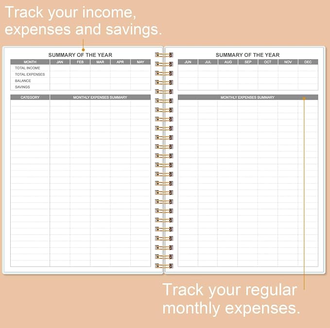 Bill Organizer - Monthly Bill Payment for Personal Budgeting Financial, Payments Checklist Organizer, 5.8" x 8.5", Rose Leaf
