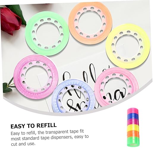 24rolls Adhesive Tape Sticky Tape for DIY Crafting and Office Use High Viscosity Excellent Holding Power for Wrapping and Sealing