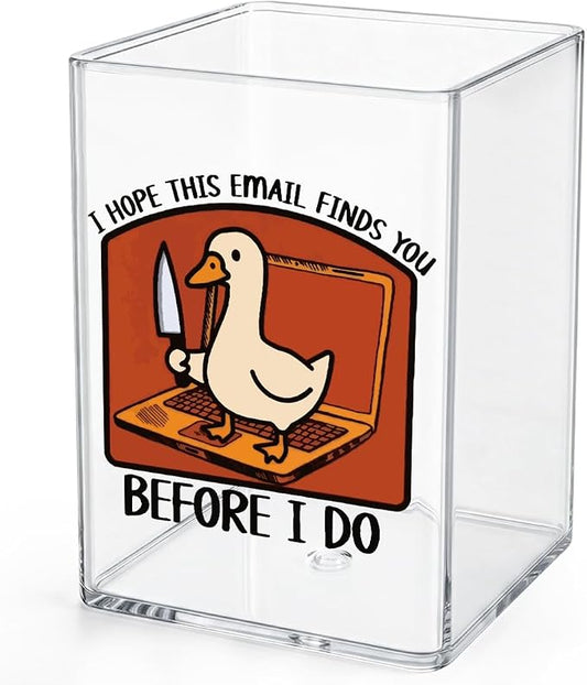 Funny Silly Goose Office Quotes Desk Pencil Holder Appreciation Administrative Professional Day Gifts for Women Men Manager Coworker Friend Acrylic Pen Holder Pencil Pen Cup