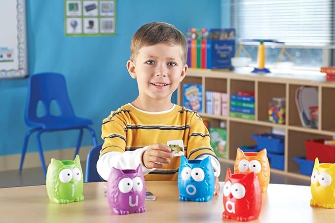 Learning Resources Vowel Owls Sorting Set - Phonics Games for Kids, Vowel Sounds, Toddlers Vocabulary Building, ABC Word Game, Reading skills Toys, Learn to Read, Gifts for Boys and Girls