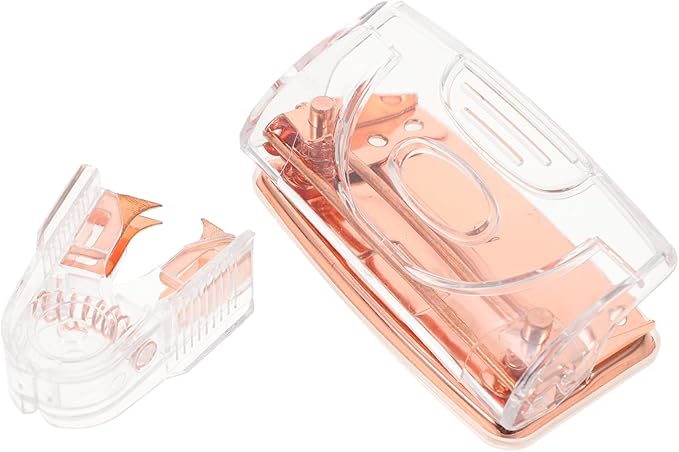TEHAUX 4sets Cardboard Two Hole Puncher and Stapler Remover Set Rose Gold Office Supplies for Easy Document Organization and Efficient Staple Removal