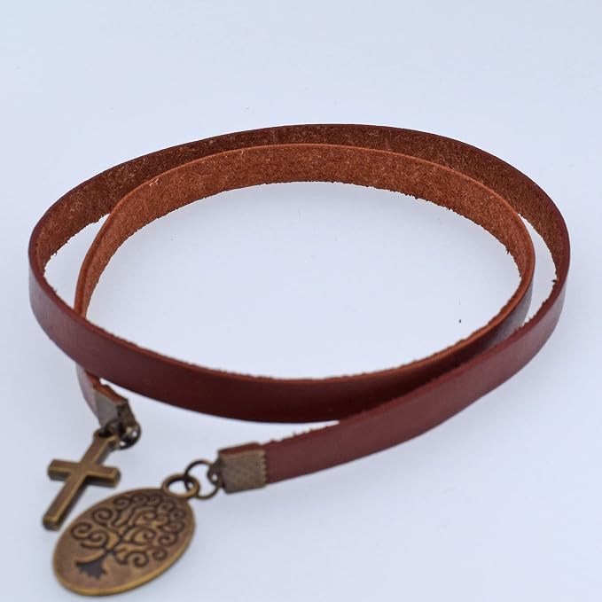 BLBMH Genuine Leather Bible Bookmark | Tree of Life Cross with Ribbon | Christian Gifts for Women Men Book Lovers Mom -LB1