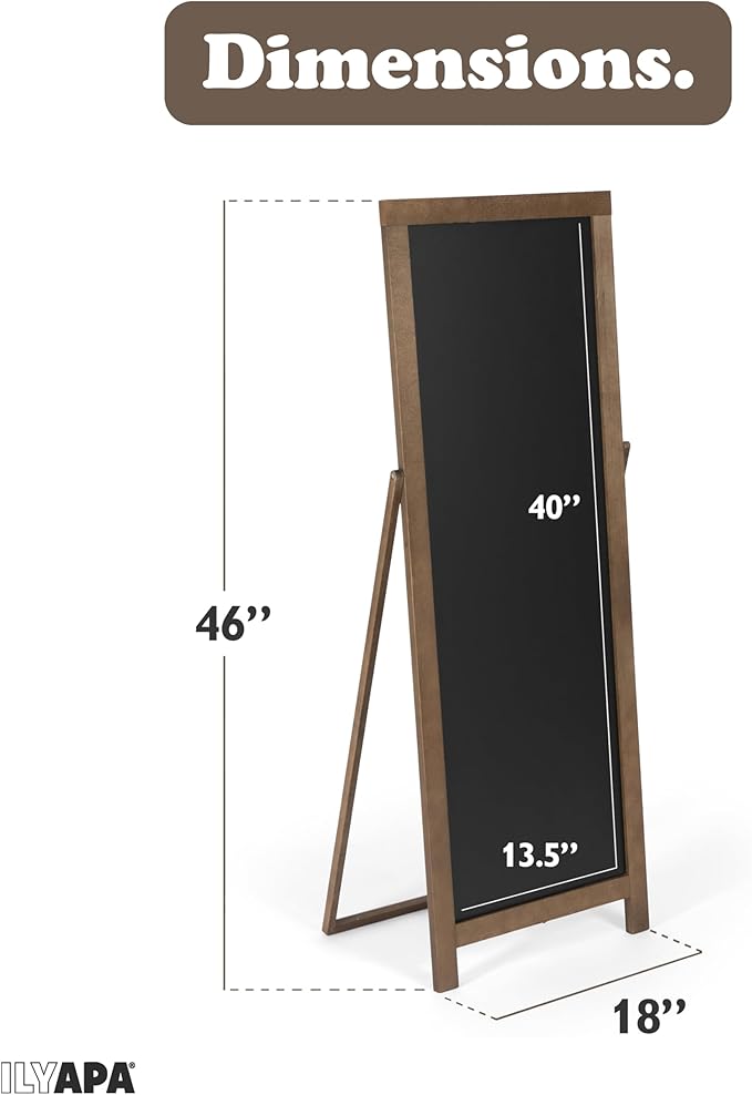 Ilyapa Chalk Board Sign Board 46" x 18" Brown Large Reversible Chalkboard Signs Outdoor Menu Boards for Restaurant, A-Frame Sandwich Sidewalk Signs for Businesses, Food Truck Party or Wedding
