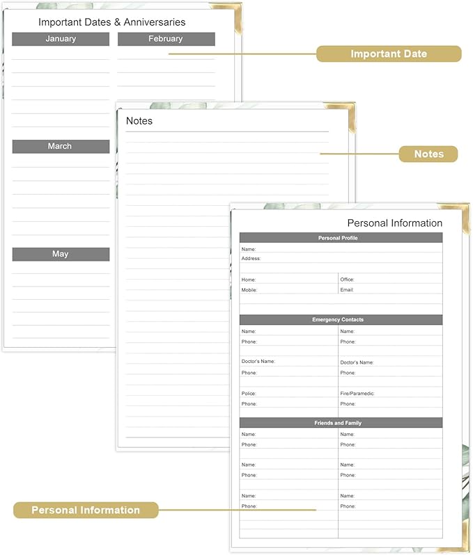 Undated Daily Monthly Planner for 2026 or Anytime - A5 To Do List with Hourly Schedule, Hardcover Spiral Bound Daily Planner to Increase Focus, Stylish School/Office Supplies, 5.8" x 8.5", Green Leaf