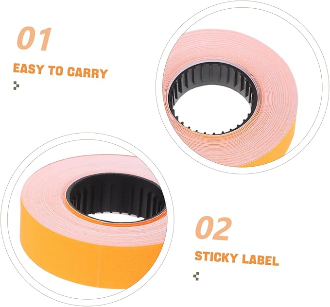 10rolls Price Labels Double Row Pricing Labels Stickers Roll Orange Paper Price Marker for Retail Supermarkets Offices and