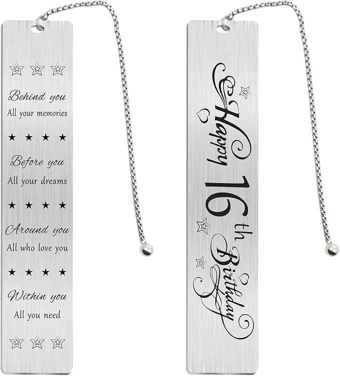 Jzxwan Happy 16th Birthday Gifts for Teen Girls Boys, Sweet 16 Year Old Birthday Bookmark Gift for Women Men, 16 Bday Decorations for Boys