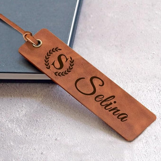 EDSG Personalized Bookmark, Engraved Leather Bookmarks, Custom Bookmarks Book Marks Gifts for Reading Women Men Teachers Christmas Birthday, Teachers Appreciation Gifts (Brown)