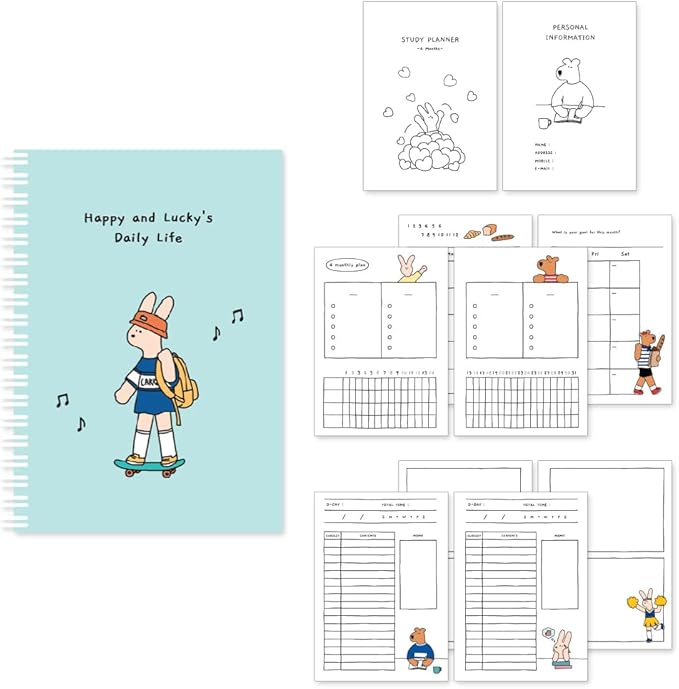 Monolike Happy and Lucky 4 Month Study Planner, Skateboard - Academic Planner, Weekly & Monthly Planner, Study plan