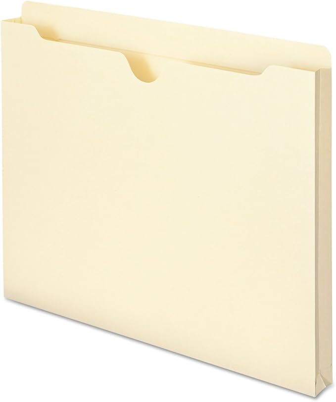 Smead File Jacket, Reinforced Straight-Cut Tab, 1" Expansion, Letter Size, Manila, 50 per Box (75520)