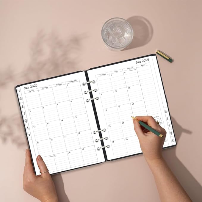 2026-2027 Monthly Planner Refills, Two Pages Per Month,Jul 2026 to Jun 2027, A5 Size,5.8" x 8.25",6-Hole Punched,2026-2027 planner inserts