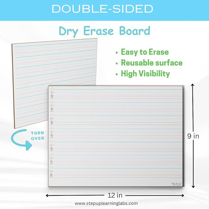 STEPUP Double Sided Whiteboard Lined Dry Erase Boards for Kids Ruled Writing Board Kindergarten Handwriting Practice Small White Boards Dry Erase Board 9x12 Dry Erase Board with Lines