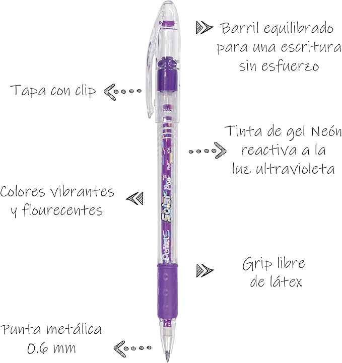 Pentel Solar Pop Neon Gel Pen, (0.6mm) Medium Line, Violet Ink - K96-V