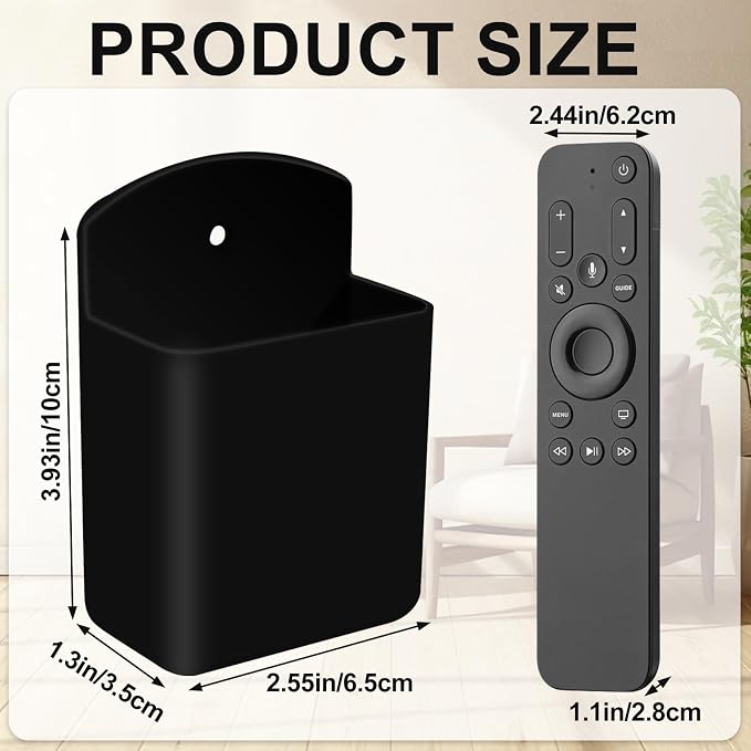 2 PCS Self Adhesive Remote Holder Wall Mount Control Holders Small Wall Mounted TV Remote Bracket Air Conditioner and Pen Organizers and Accessories for Home Office School (Black)