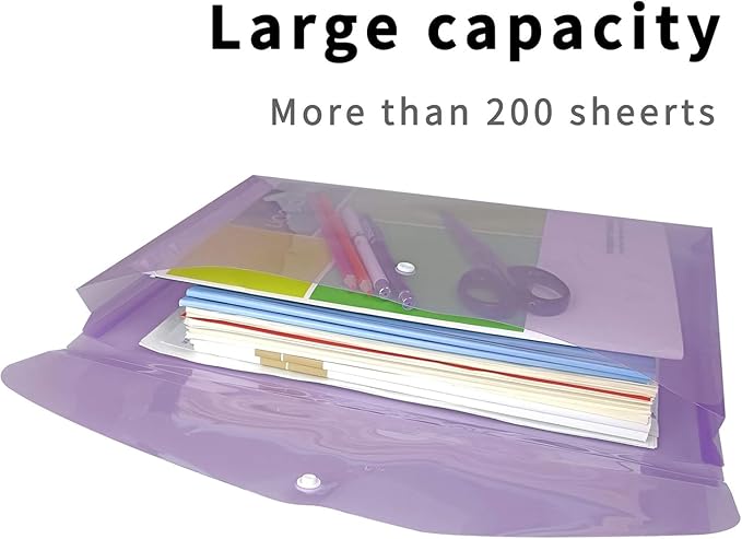 Plastic Legal Size Envelopes with Snap Closure Expandable Organizer Assorted Color Folder for Home Office 12pcs