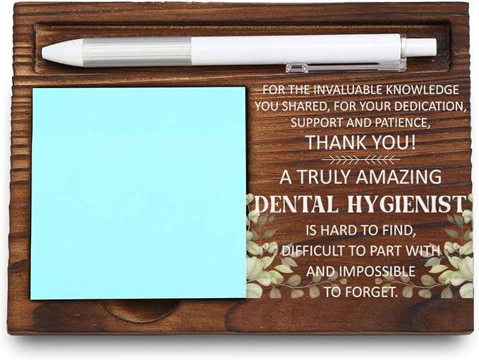 Dental Hygienist Desk Organizer, Thoughtful Gift for Dental Professionals, Office Decor for Hygienists, Motivational Appreciation Gift, Wooden Sticky Note Holder, LQQ37
