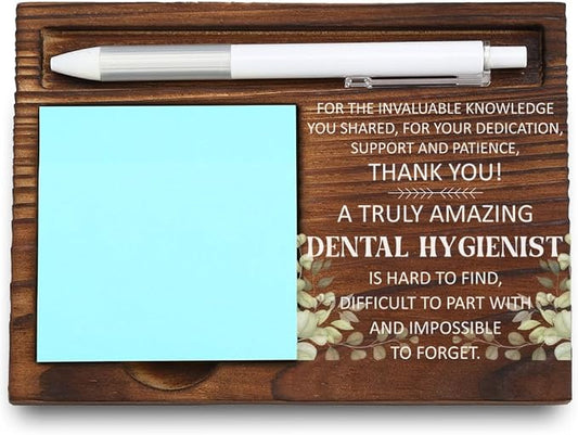 Dental Hygienist Desk Organizer, Thoughtful Gift for Dental Professionals, Office Decor for Hygienists, Motivational Appreciation Gift, Wooden Sticky Note Holder, LQQ37