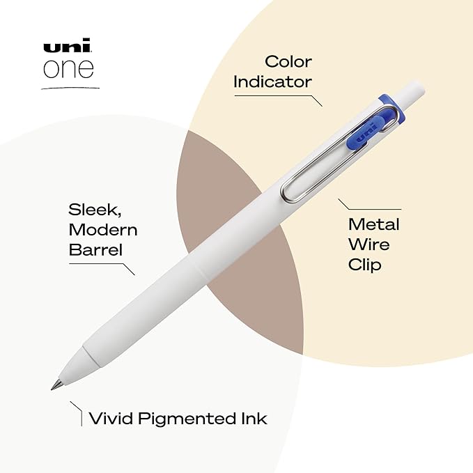 uniball one Retractable Gel Pens, Micro Point (0.5mm), Blue Ink, 12 Pack