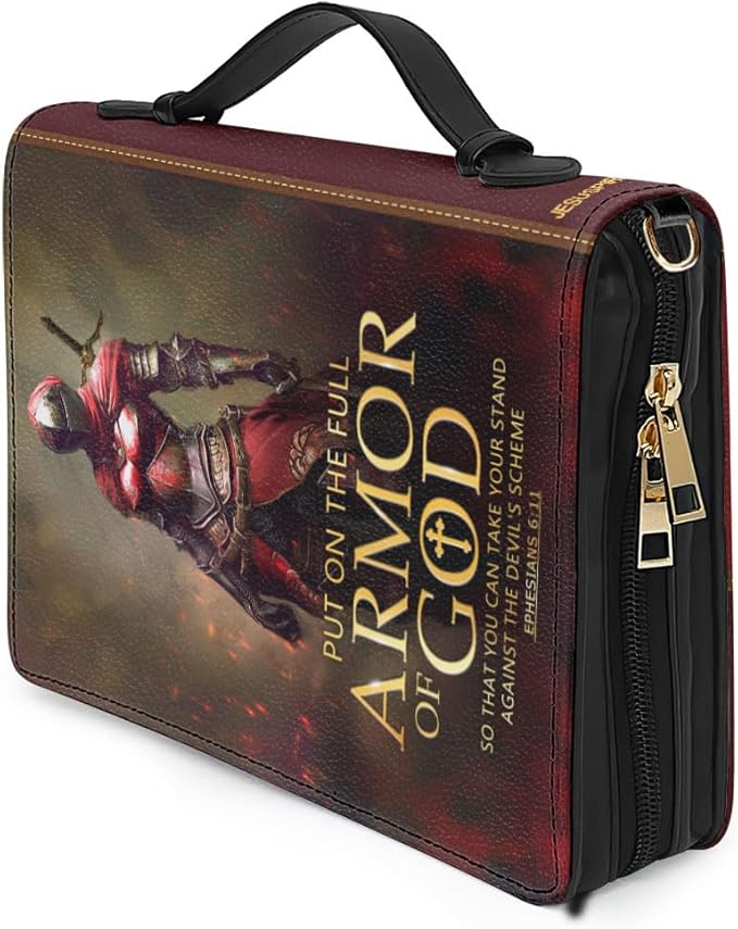 Jesuspirit Bible Covers for Men - Armor of God Bible Cover - Christian Bible Cover with Faith Scripture - Religious Appreciation Gifts for Pastor, Father's Day Gifts (E - Armor of God Female, Medium)