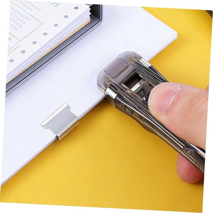 Reusable Desktop Stapler Paper Clip Dispenser Set with 2 Black Staplers and 200pcs Refill Clips for Document Binding and Home School Stationery Organization