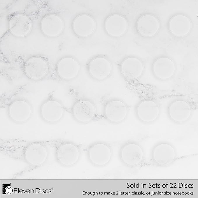 Eleven Discs ¾-Inch Transparent Plastic Discbound Expansion Discs for Custom Notebook and Planner - Compatible with Circa, Arc, TUL (Set of 22)