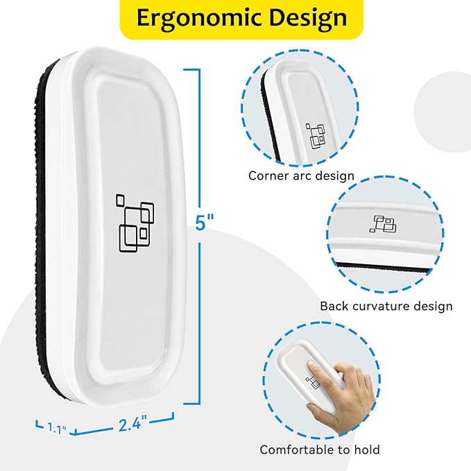 maxtek Magnetic Dry Erase Eraser Bulk, White Board Erasers - 8 Pack, Glass Whiteboard Eraser for Office and School Classroom Supplies (Pure White)