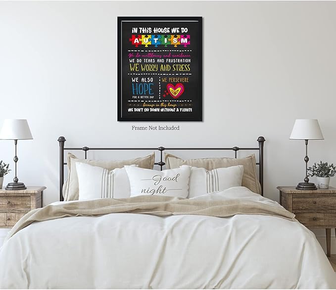In This House We Do Autism | Autism Awareness Decor | Autism Classroom | Boho Rainbow Decor Classroom | Autism Sign | Autism Art Wall Decor Classroom | Autistic decorations - 24x30 unframed poster