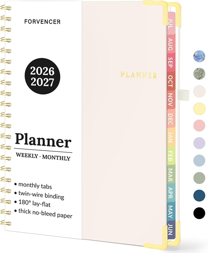 Forvencer Academic Planner 2026-2027, July 2026-June 2027 Weekly & Monthly Hardcover Calendar Planner, 8.5" X 11", Daily Agenda Book, School Office Notebook College Teacher Organizer A4, Off-white