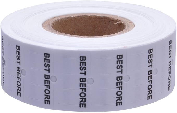 White with Black "Best Before" Labels to fit Towa® GS Series/Halmark/Century Price Guns 16 Pack (Free Ink roll Included)