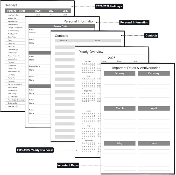 2026-2027 Planner - Weekly & Monthly Planner from July 2026 to June 2027, 5.8'' × 8.3'' Agenda 2026-27 with Inner Pocket, Elastic Band, Hard Cover, Perfect Daily Organizer, Black