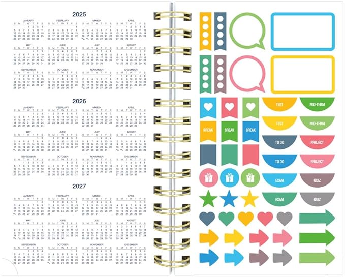 Blueline® Essential Academic Daily/Monthly Planner, August 2025 to July 2026, Twin-Wire Binding, Poly Cover, 8" x 5", Blossom Design, White (CA214PG.01-26)
