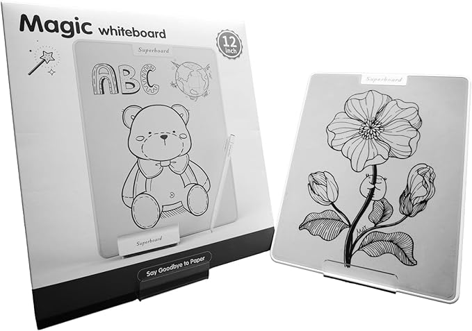 Desktop Whiteboard, Ink-Free Writing & Erasable, No Residue Magnetic White Board, Portable Memo Message Board for Office Home Live Stream, Small Mini Dry Erase Board with Accessories,12.1 x 9.2 in