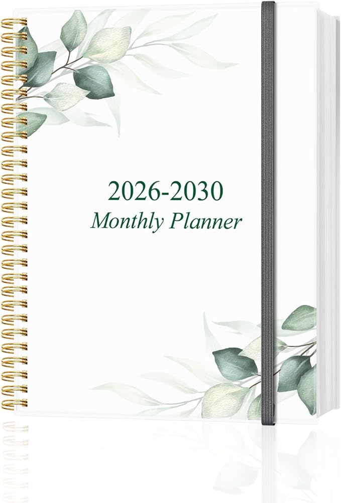 2026-2030 Monthly Planner - 60 Month PLanner Calendar from January 2026 to December 2030, 5 Year Planner 2026-2030 with Flexible Cover, Inner Pocket, Perfect for Home | School | Office, 8.5" x 11", Green Leaf